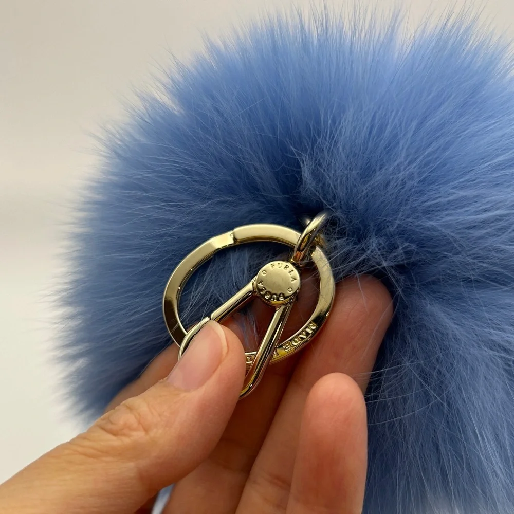 FURLA Pom Pom Charm Keyring in Blue